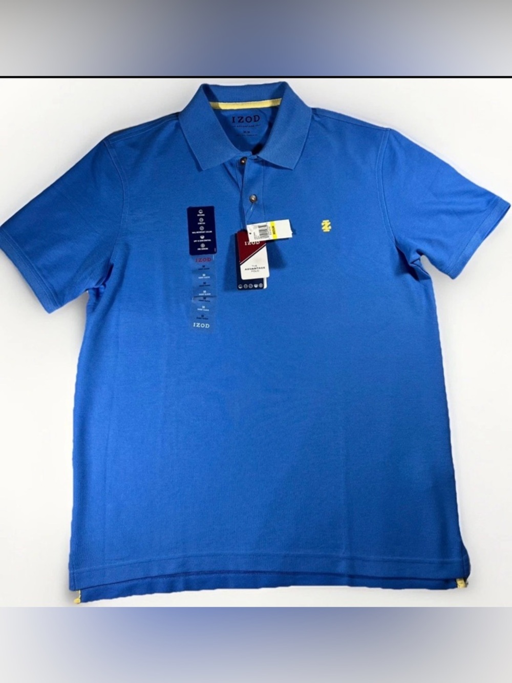 Izod Men's Bright Blue Polo with Yellow Logo